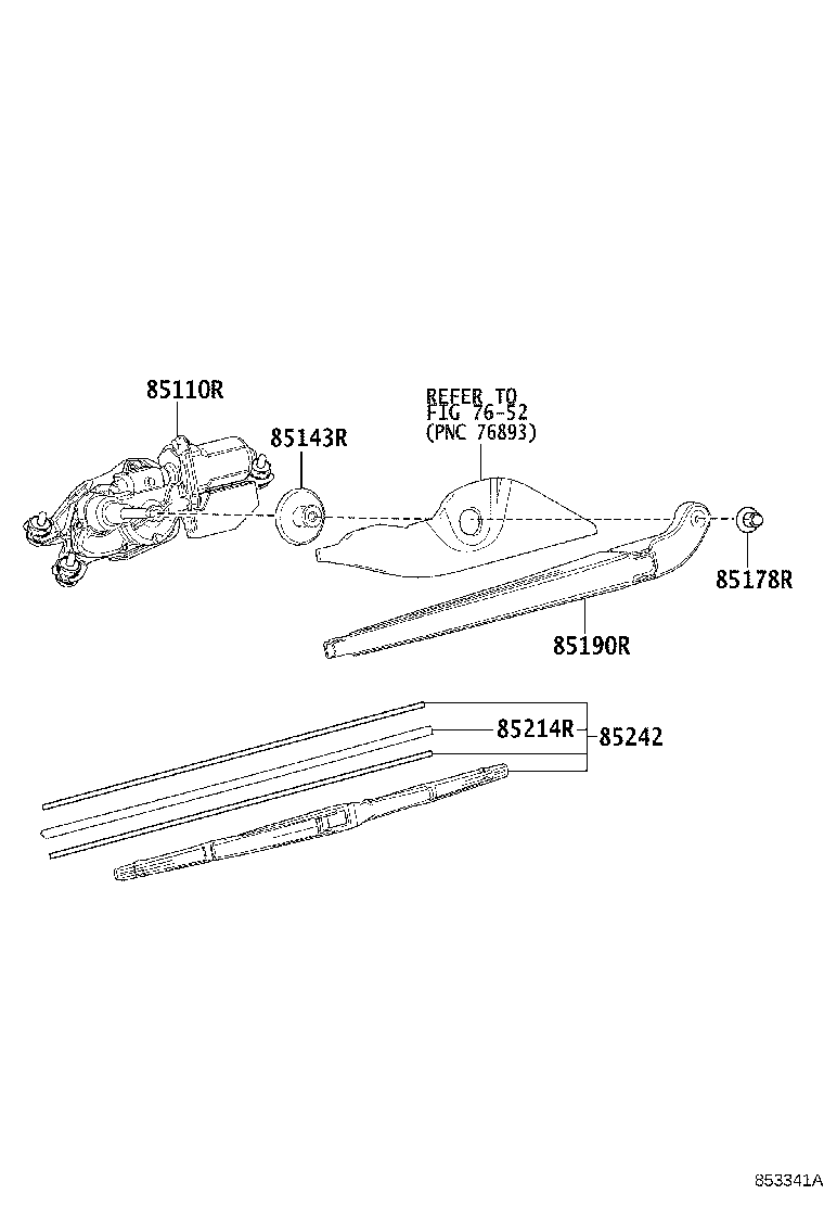 85130-58020 MOTOR ASSY, REAR WIPER product image