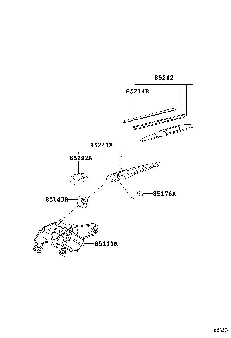 85241-12160 ARM, REAR WIPER product image