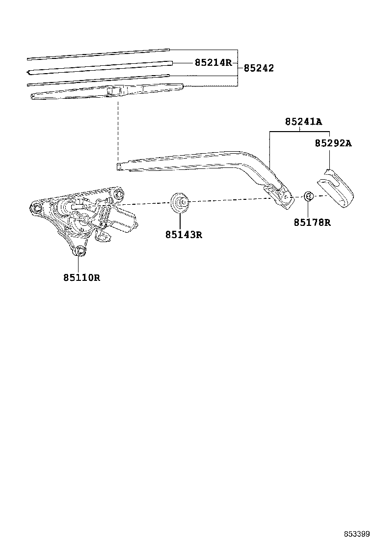 85130-52220 MOTOR ASSY, REAR WIPER product image