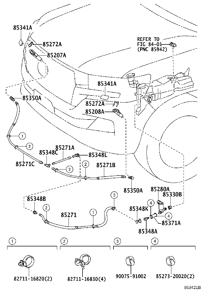 85045-60030-J1 NOZZLE SUB-ASSY, TYPE1 H/LAMP WASHER, LH product image