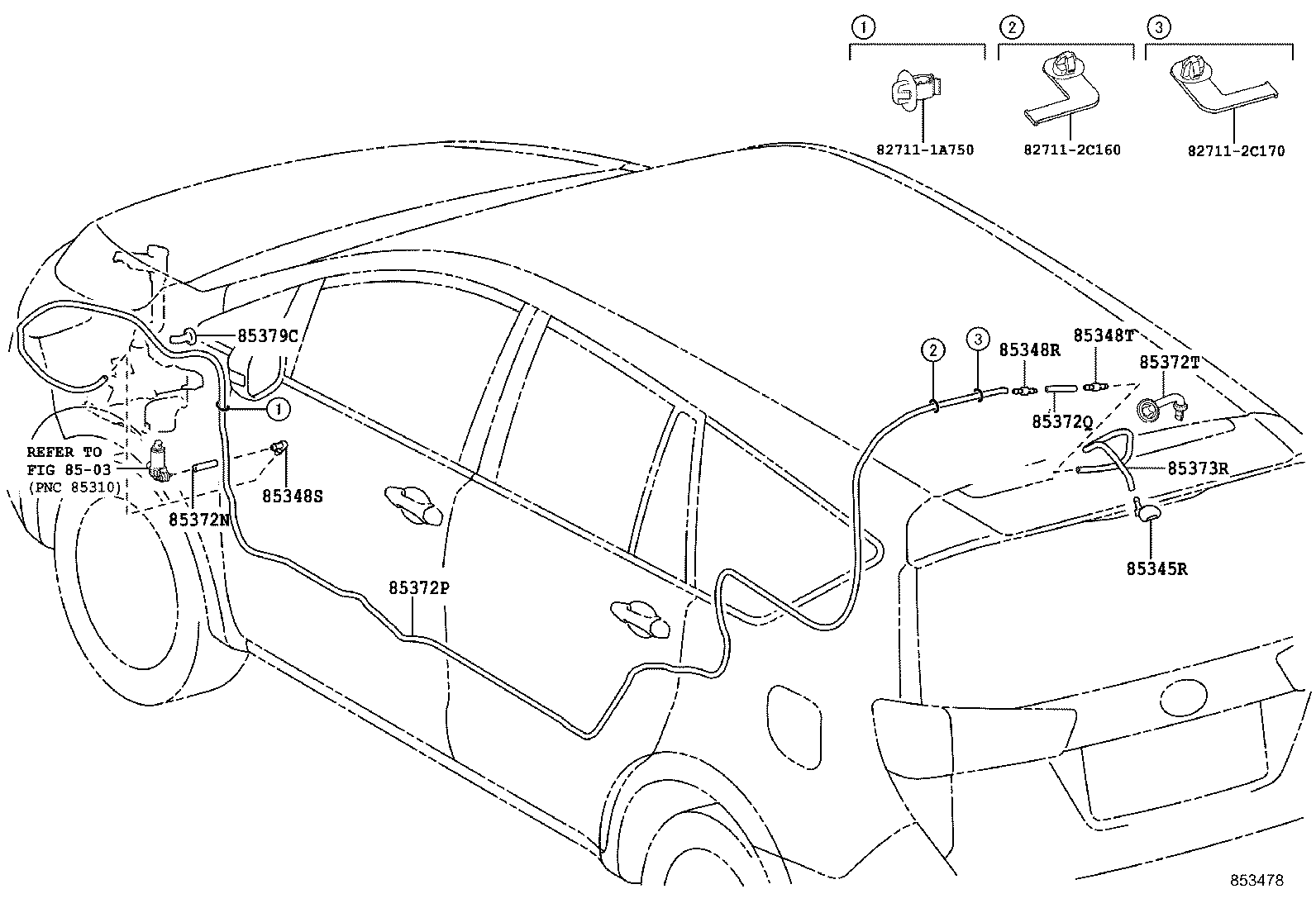 90068-59147 HOSE, REAR WASHER (FROM JOINT TO NOZZLE) product image