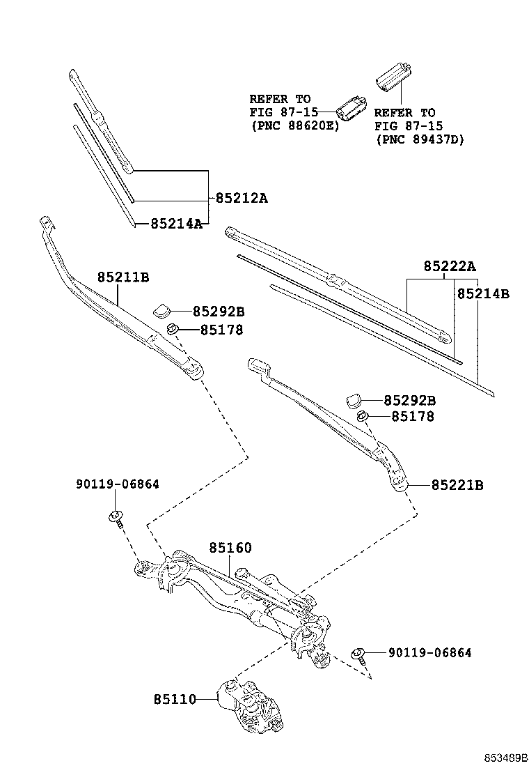 85211-47171 ARM, FRONT WIPER, RH product image