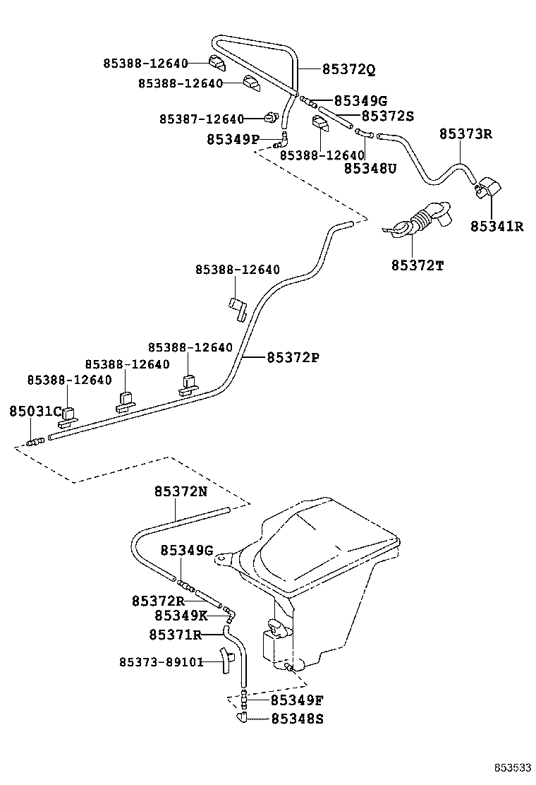 85395-13040 NOZZLE ASSY, WASHER product image