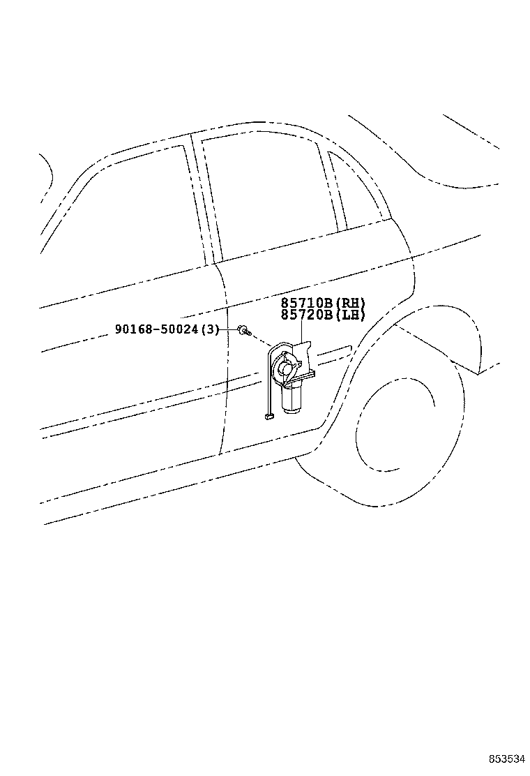 85470-13020 SOLENOID ASSY, DOOR CONTROL, REAR RH product image