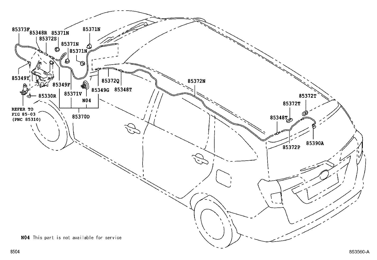 85374-BZB80 HOSE, REAR WASHER (FROM JOINT TO JOINT) product image