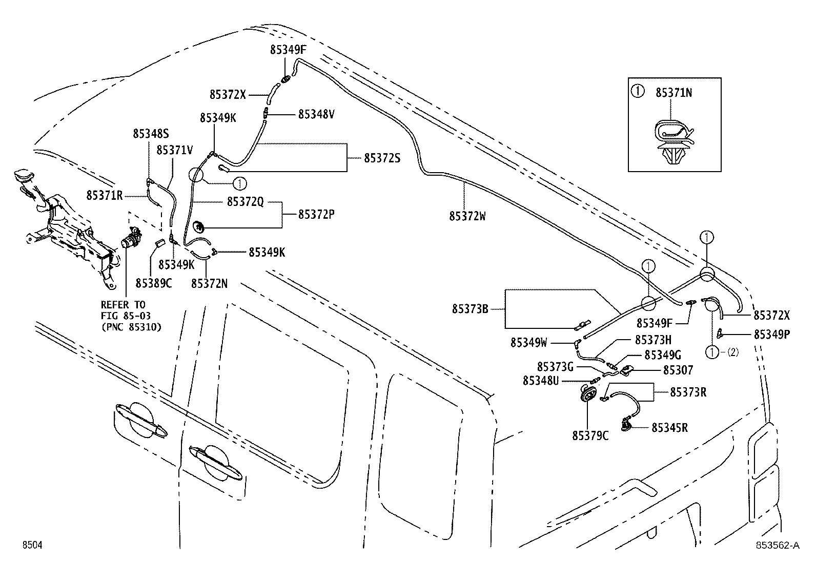 85370-B2G00 HOSE, REAR WASHER (FROM JOINT TO JOINT), NO.2 product image