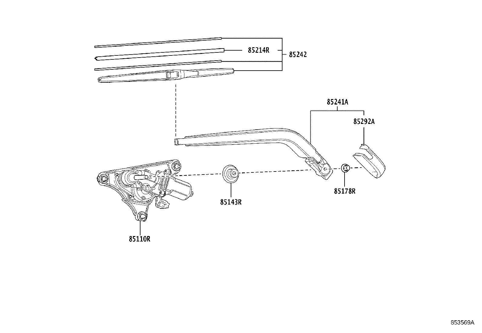 85130-0D140 MOTOR ASSY, REAR WIPER product image