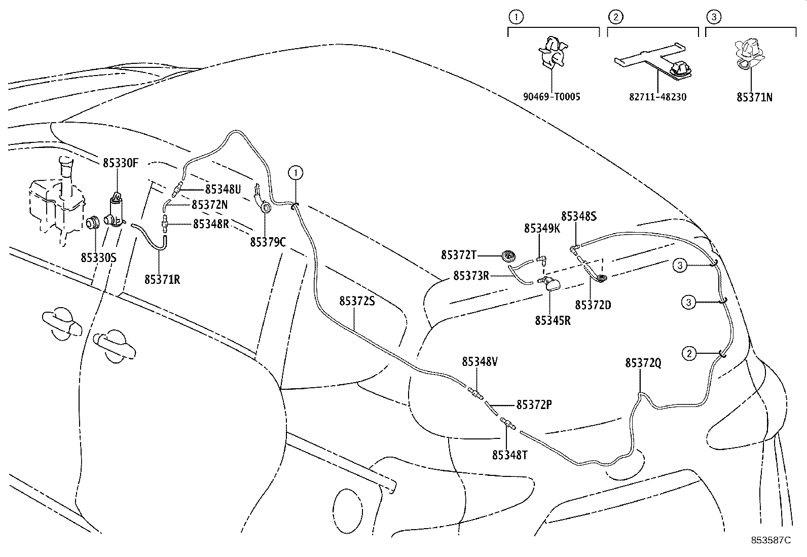 90068-33121 HOSE, REAR WASHER (FROM JOINT TO JOINT), NO.1 product image
