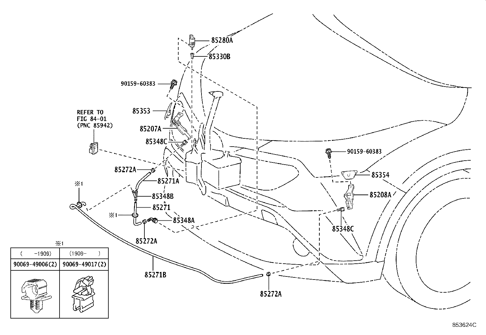 Toyota 85275-F4010 HOSE, HEADLAMP CLEANER, NO.3