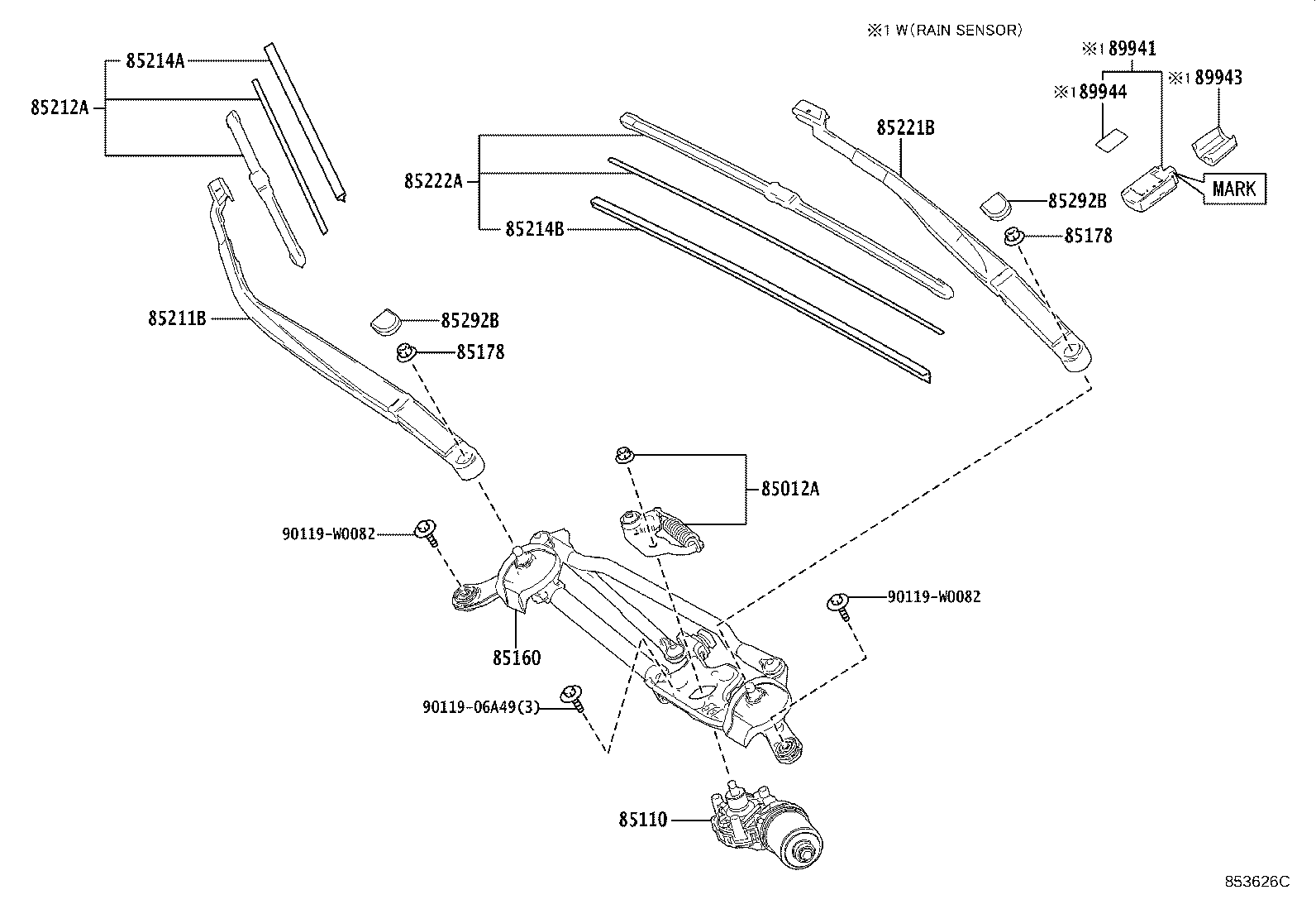 Toyota 85110-F4050 MOTOR ASSY, WINDSHIELD WIPER