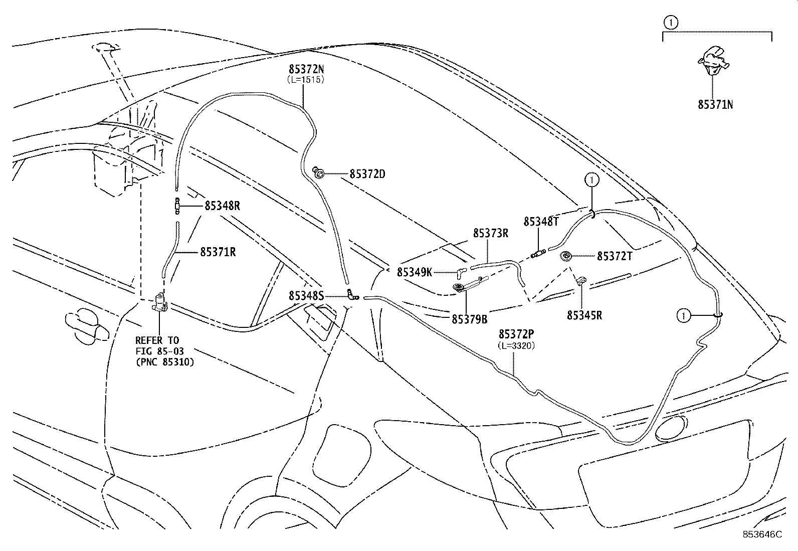 Toyota 85379-0F030 GROMMET, REAR WASHER HOSE