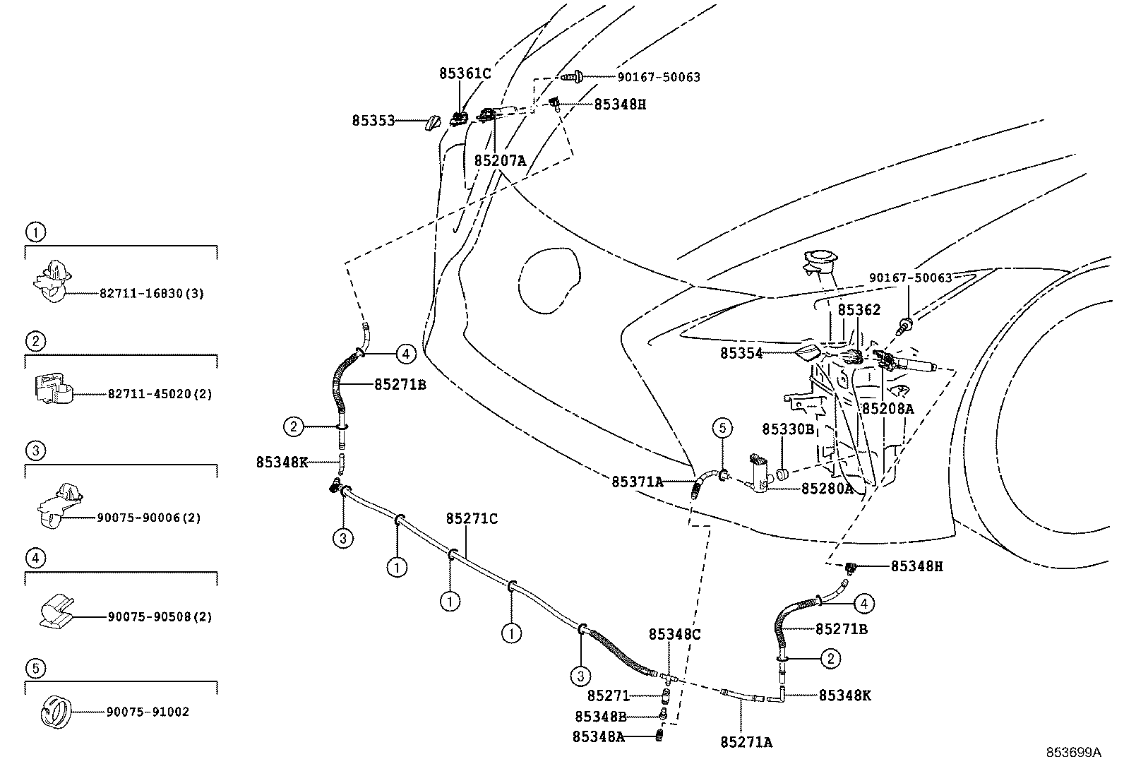 Toyota 85353-11060 COVER, HEADLAMP WASHER, RH