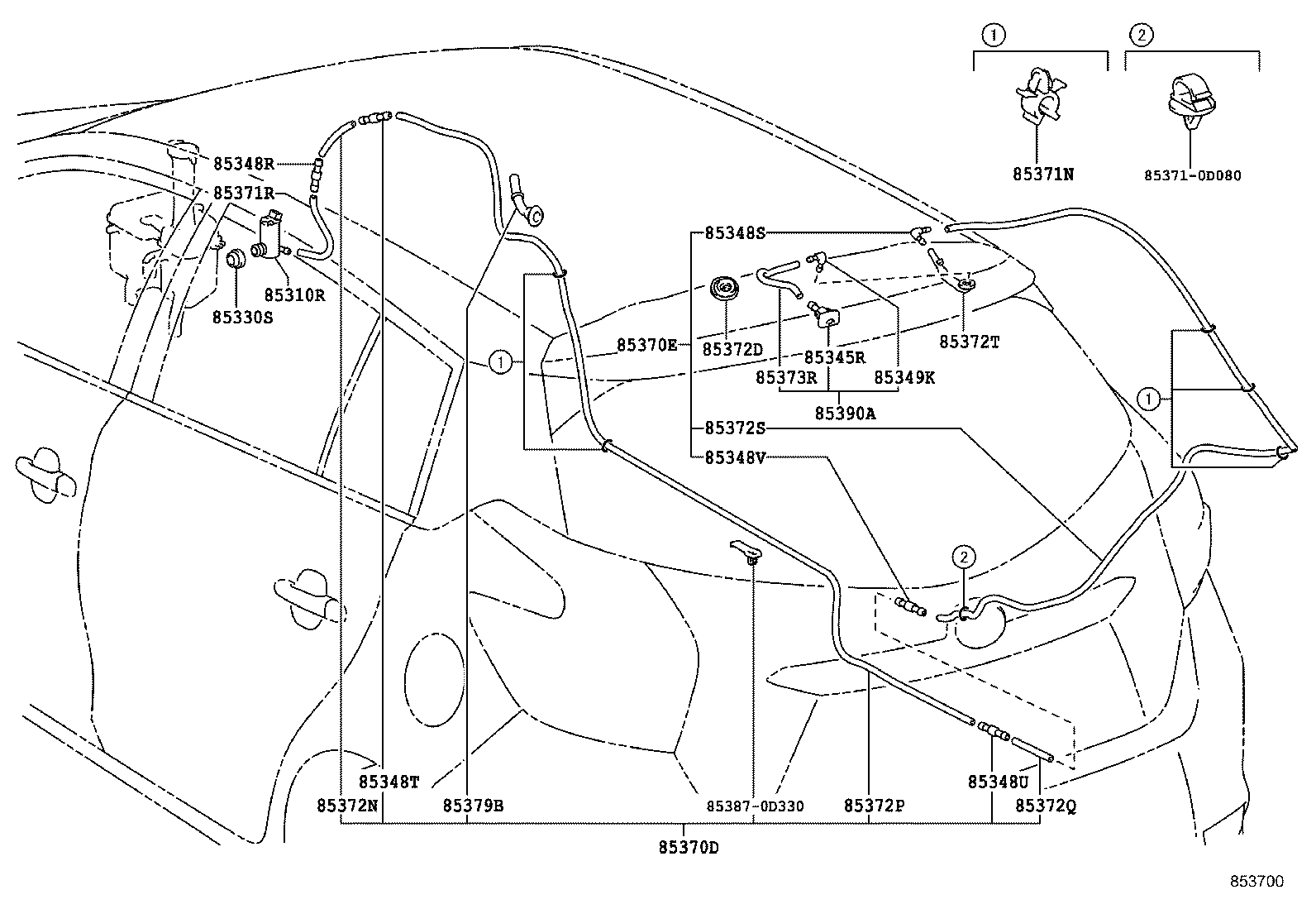 90068-33302 HOSE, REAR WASHER (FROM JOINT TO JOINT), NO.1 product image