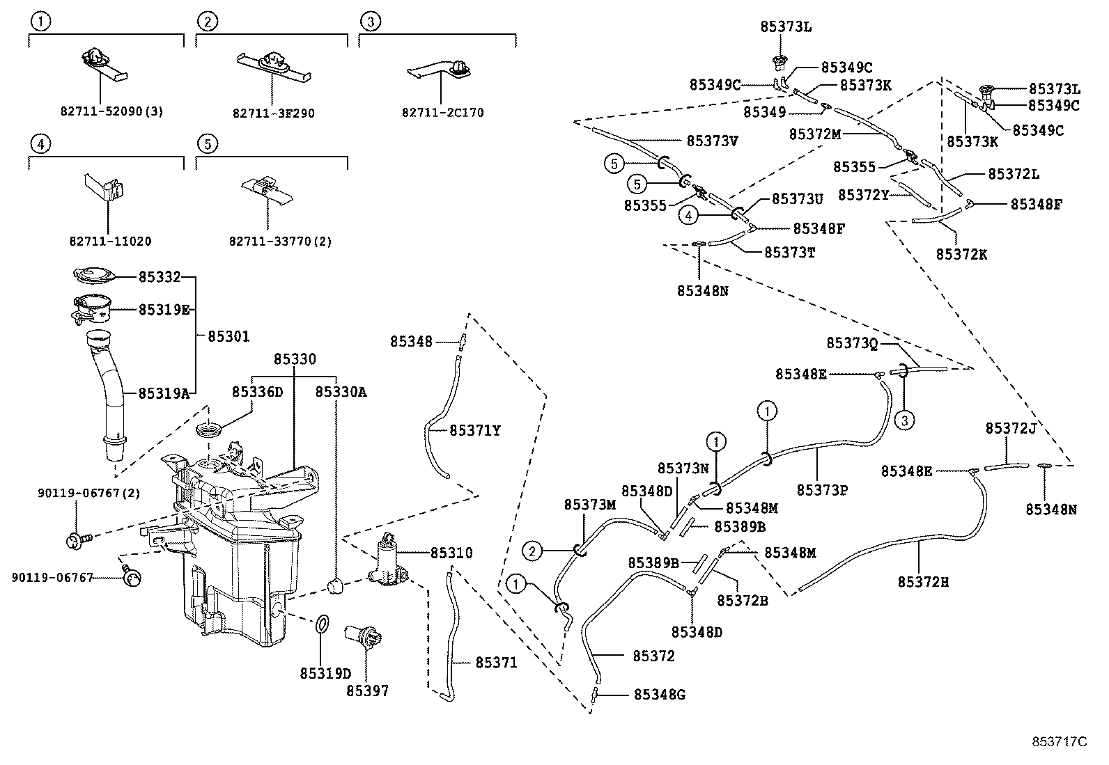 Toyota 85355-11011 JAR ASSY, WINDSHIELD WASHER
