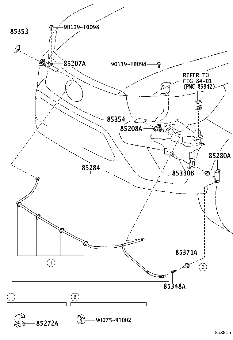 85044-0K121-B0 COVER, HEADLAMP WASHER, RH product image