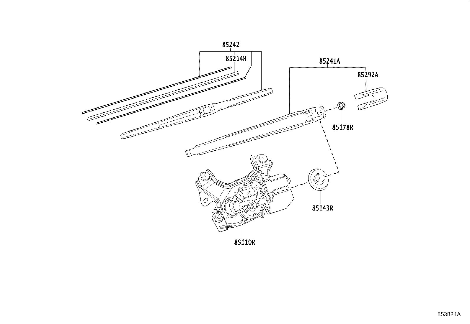 85143-28080 GROMMET, REAR WIPER MOTOR product image