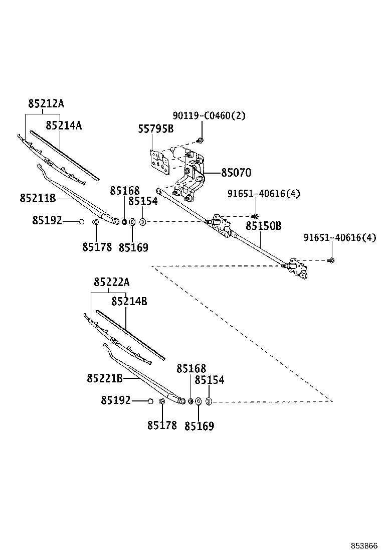 55795-36011 BRACKET, FRONT WIPER MOTOR product image