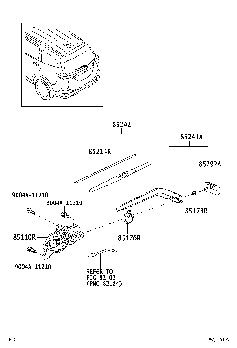 85176-BZ110 CAP, REAR WIPER LINK product image