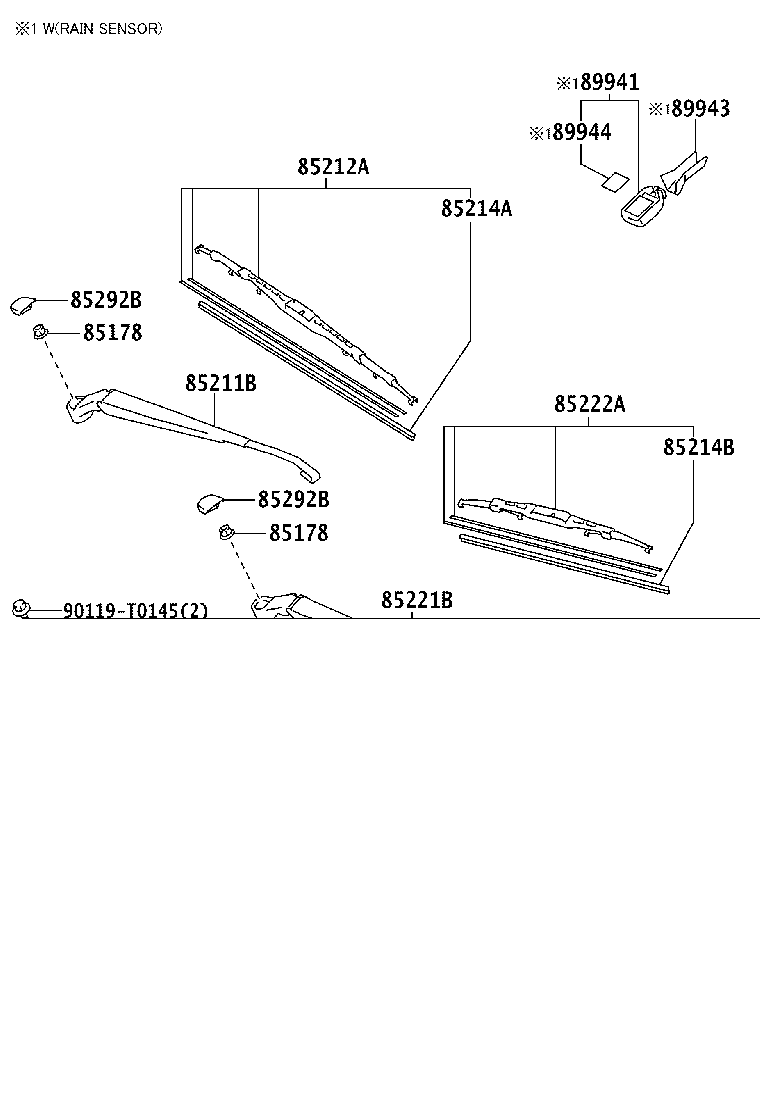 85221-0D170 ARM, FRONT WIPER, LH product image