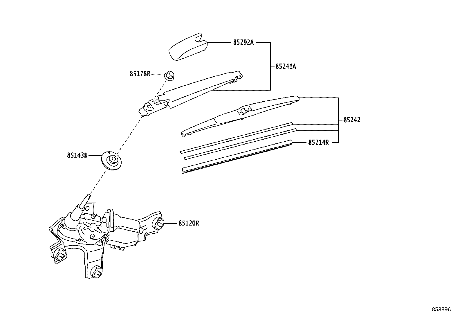85242-78010 BLADE, RR WIPER product image