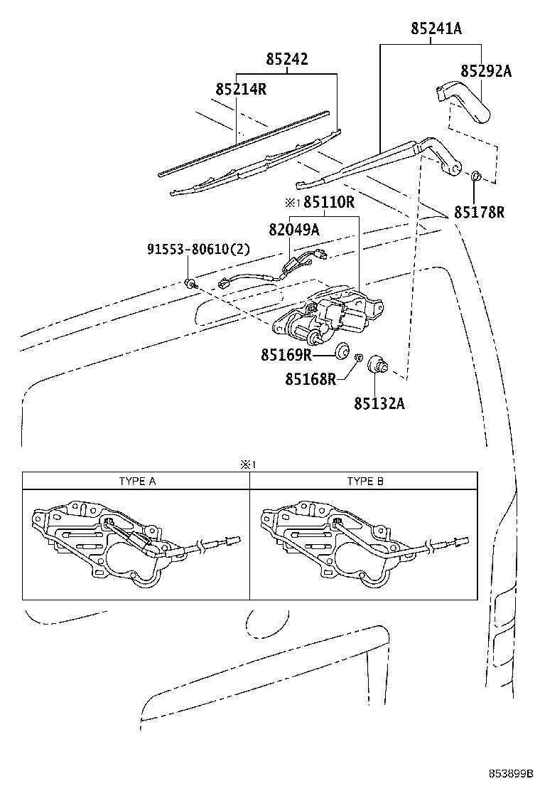 85080-26070 MOTOR ASSY, REAR WIPER product image