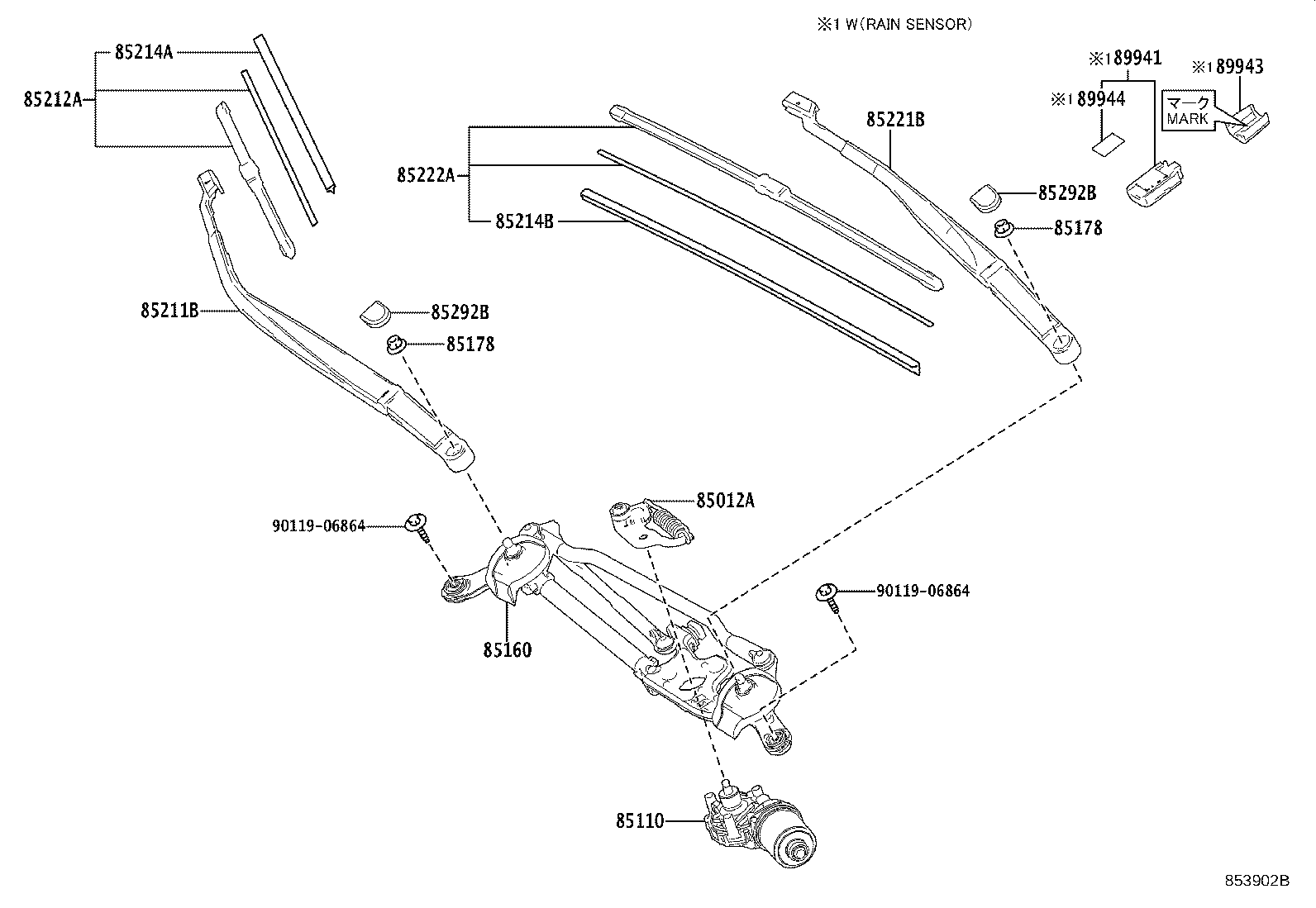 Toyota 85110-10440 MOTOR ASSY, WINDSHIELD WIPER