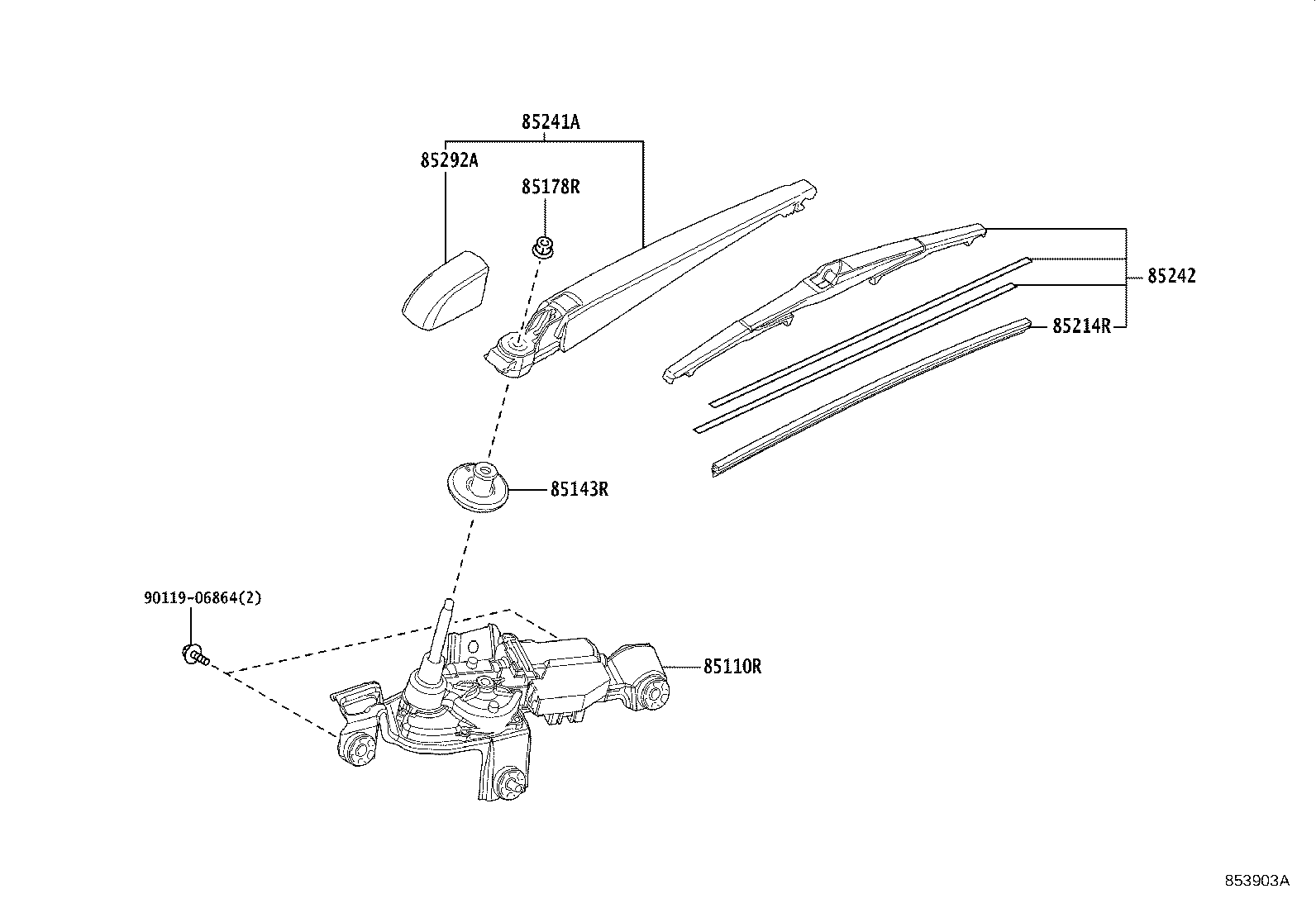 Toyota 85241-10040 ARM, REAR WIPER