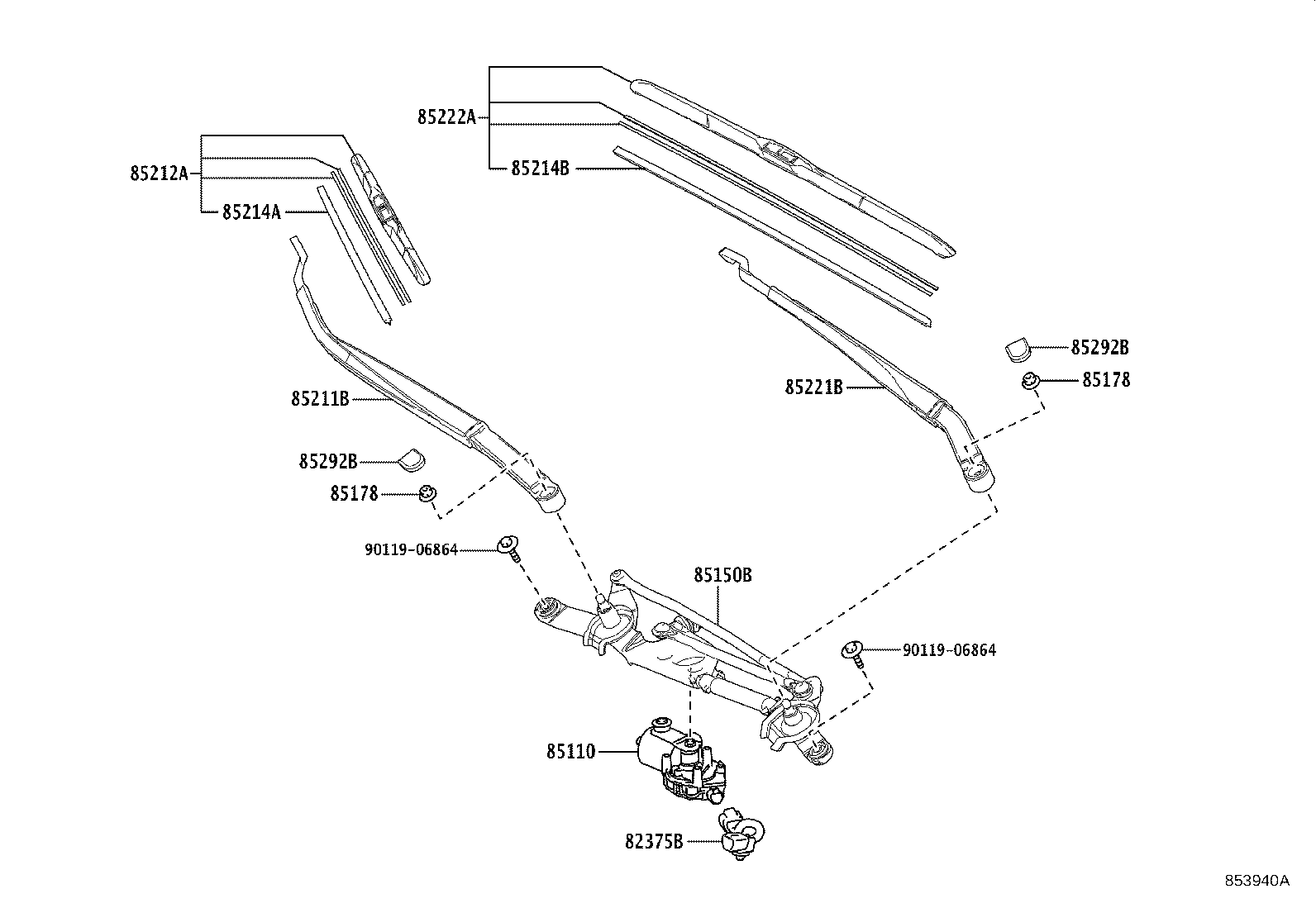 Toyota 82375-12330 WIRE, WIPER MOTOR