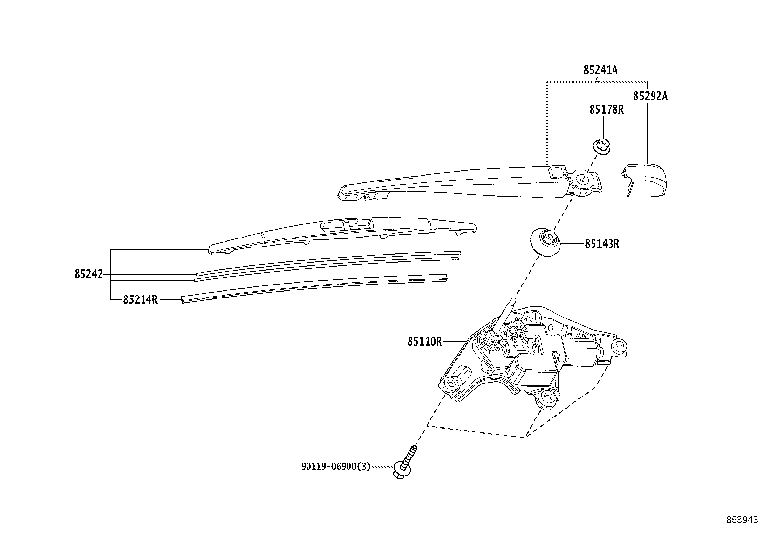85143-12830 GROMMET, REAR WIPER MOTOR product image