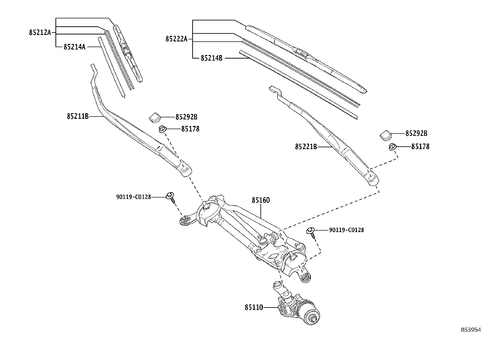 85211-F4061 ARM, FRONT WIPER, RH product image