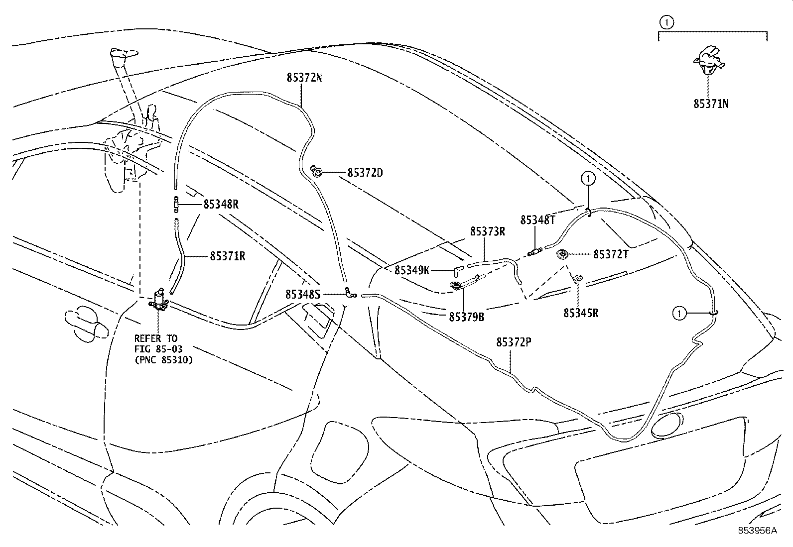 90068-33318 HOSE, REAR WASHER (FROM JOINT TO NOZZLE) product image