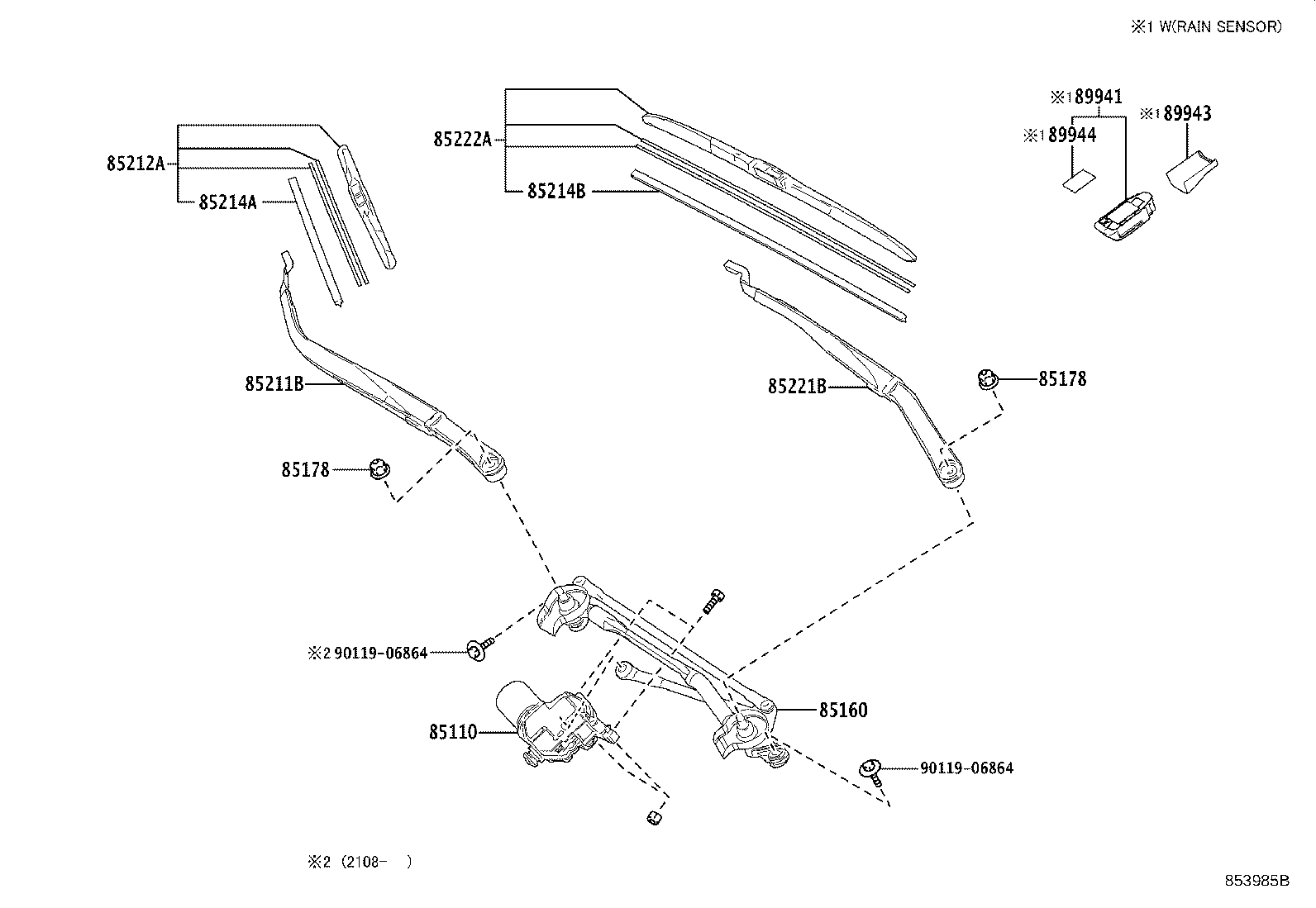 Toyota 85110-76072 MOTOR ASSY, WINDSHIELD WIPER