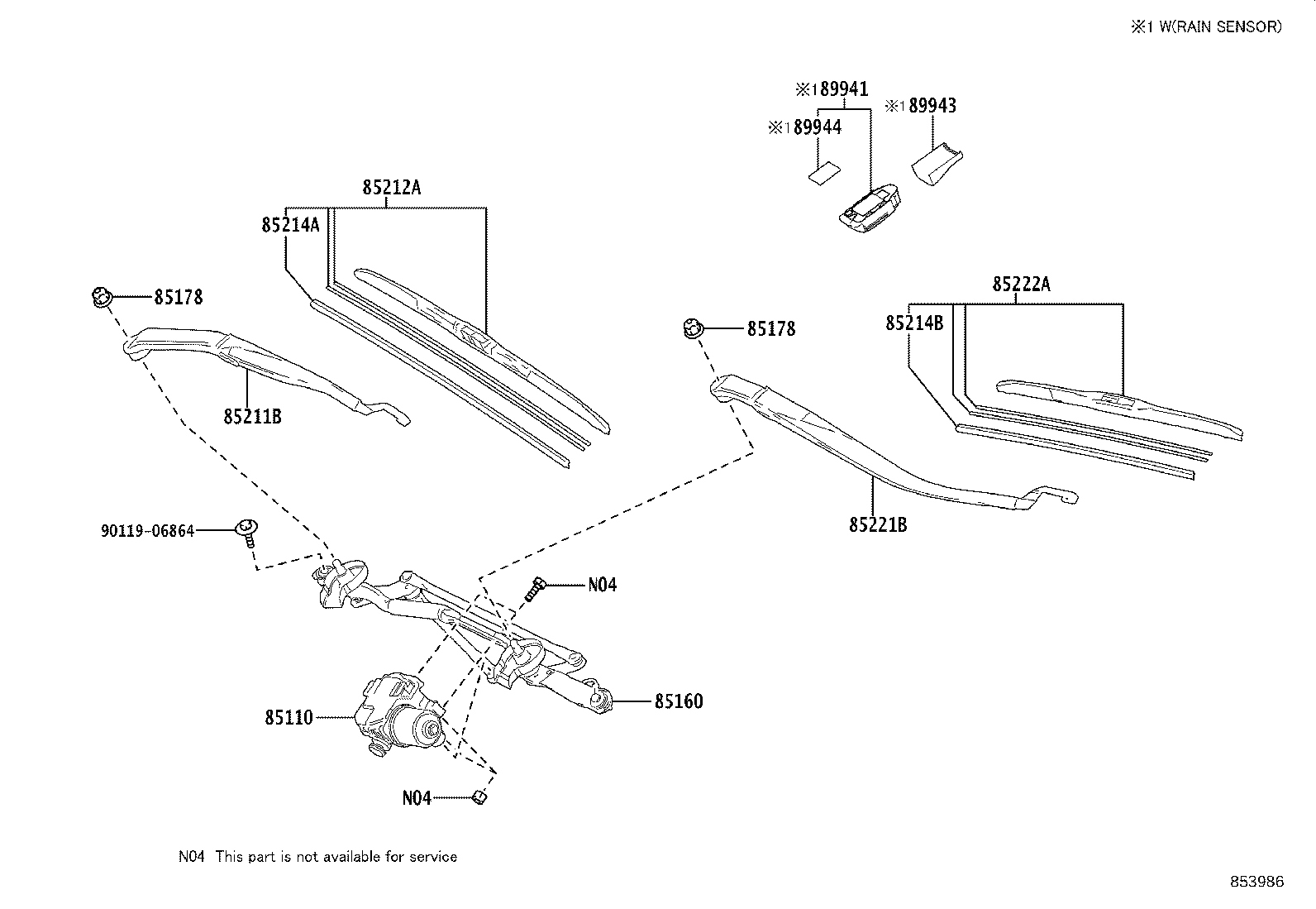 85110-76091 MOTOR ASSY, WINDSHIELD WIPER product image