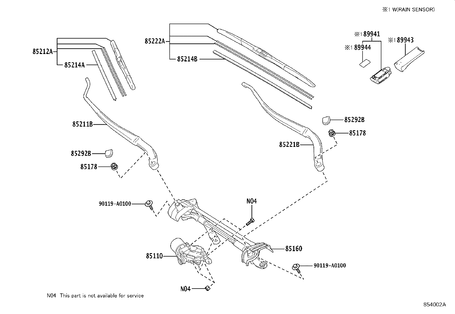 Toyota 85110-0R070 MOTOR ASSY, WINDSHIELD WIPER
