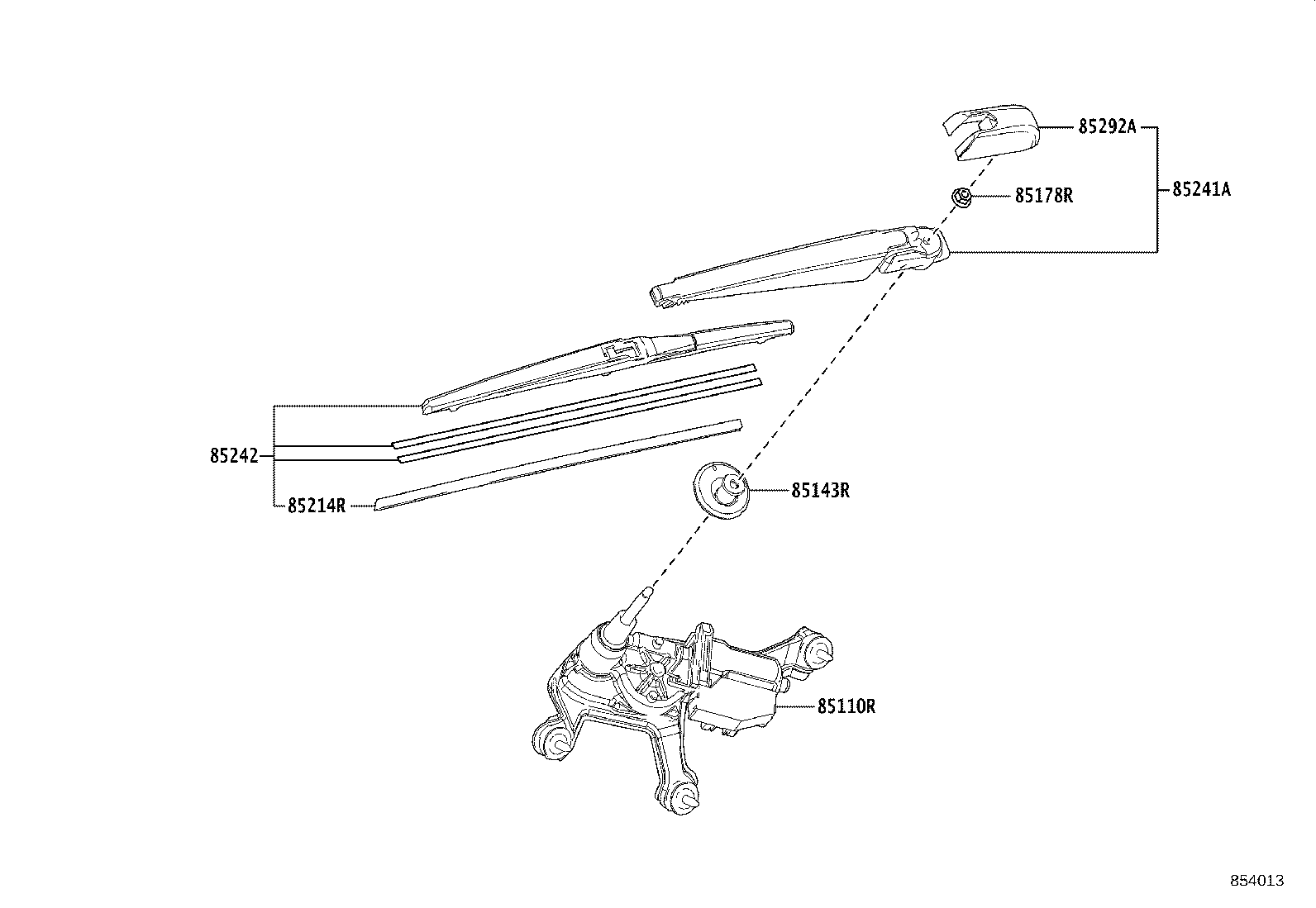 85130-42101 MOTOR ASSY, REAR WIPER product image
