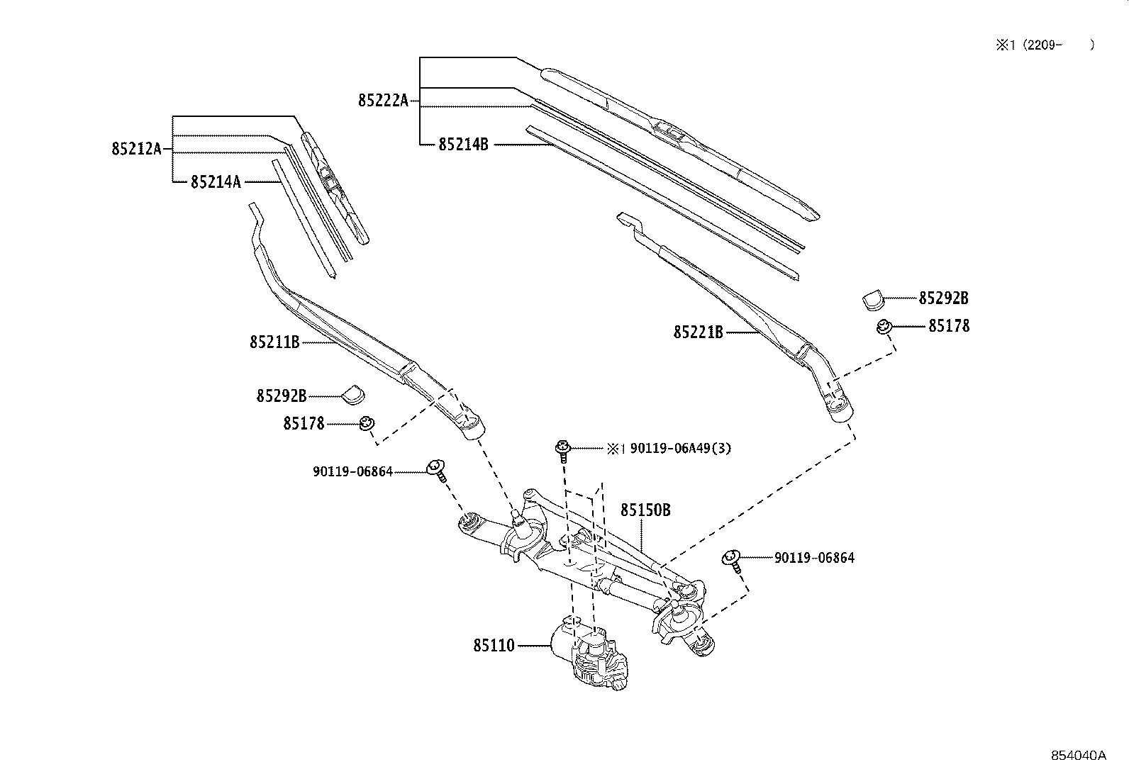 Toyota 85110-12C30 MOTOR ASSY, WINDSHIELD WIPER