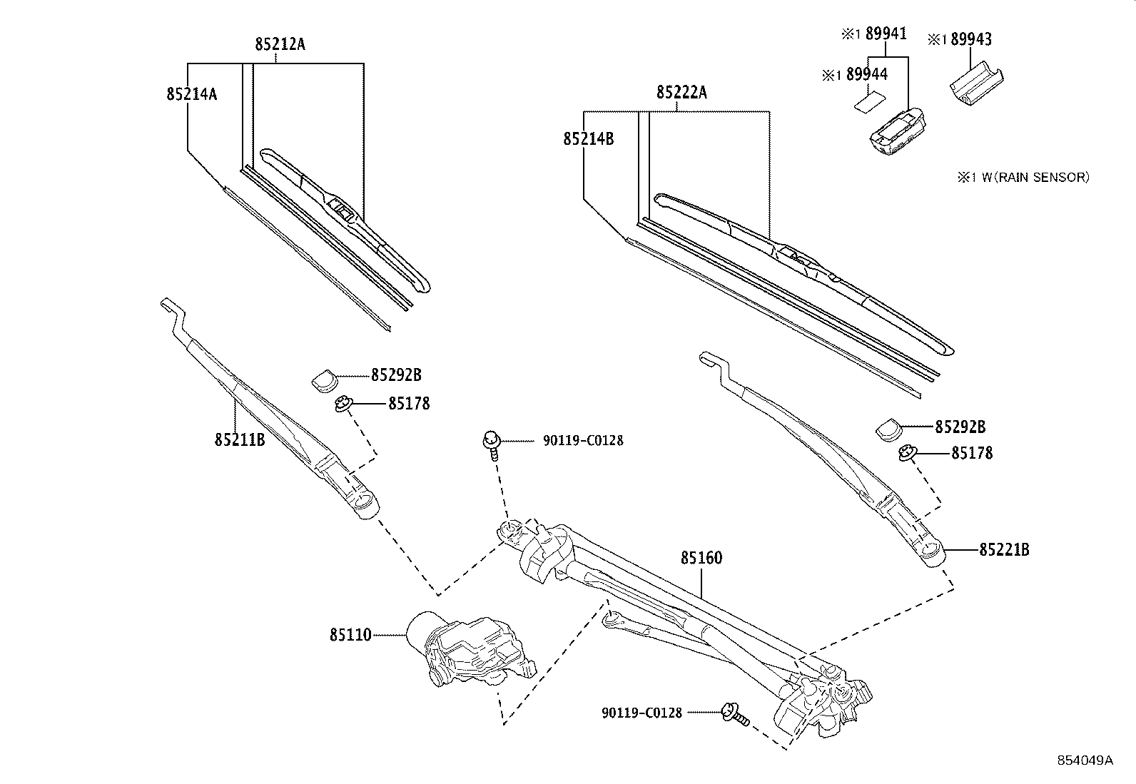 85211-07070 ARM, FRONT WIPER, RH product image