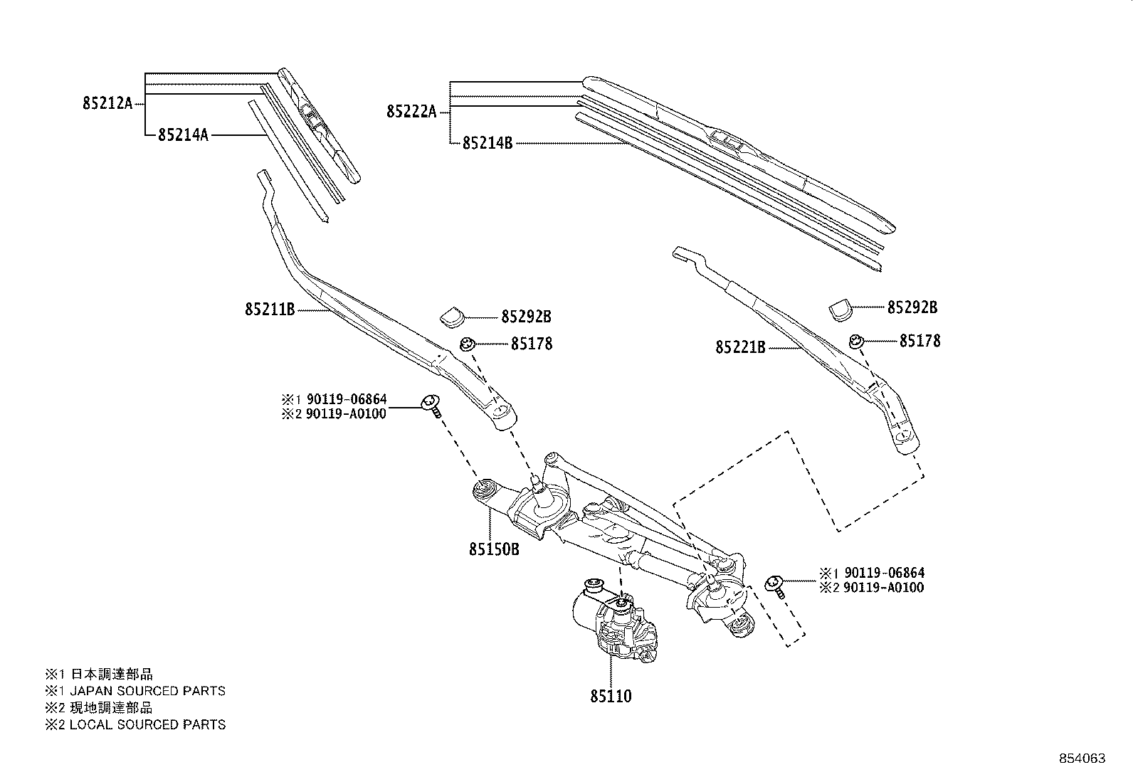 85150-02420 LINK ASSY, WIPER product image