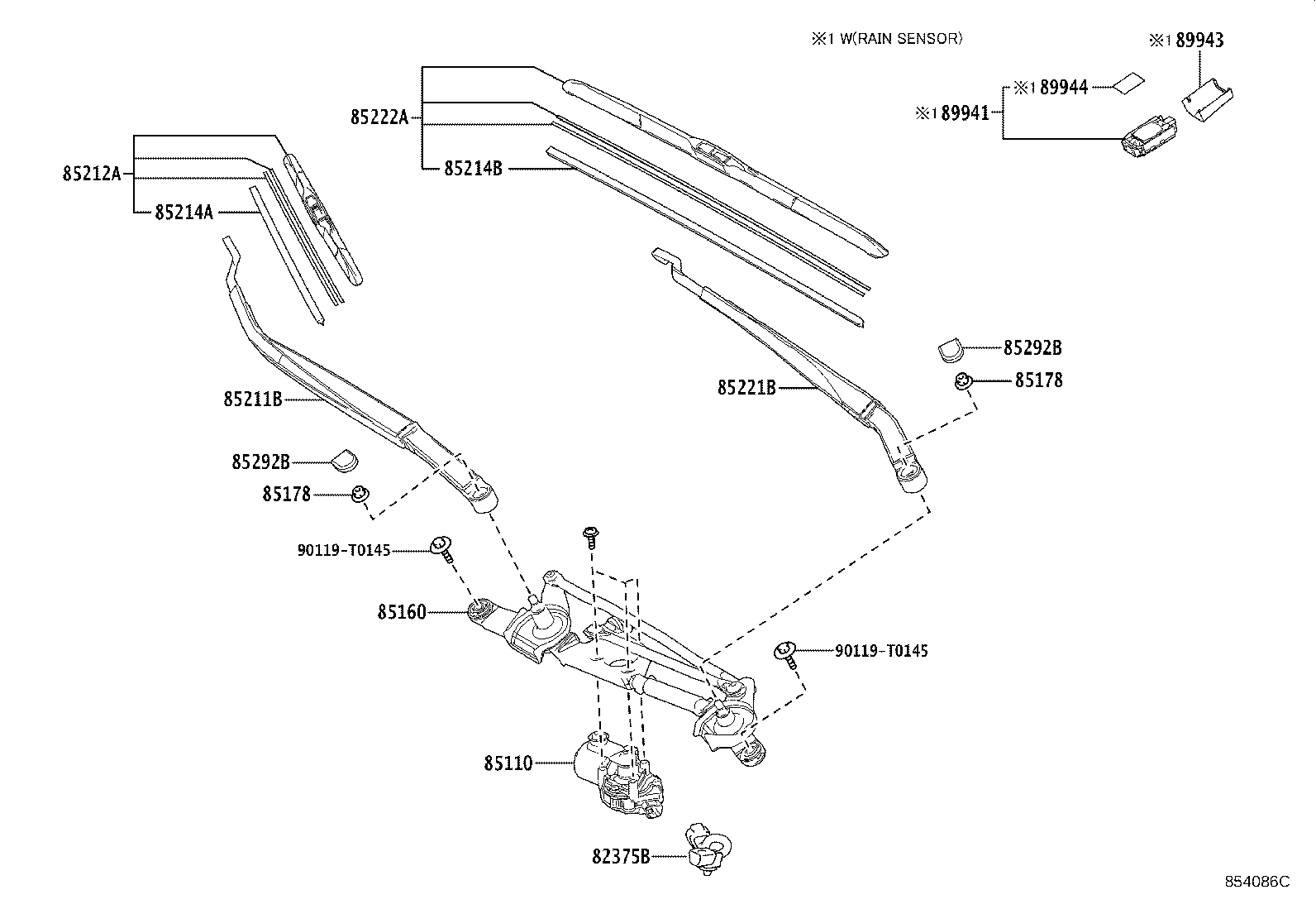 85110-02490 MOTOR ASSY, WINDSHIELD WIPER product image