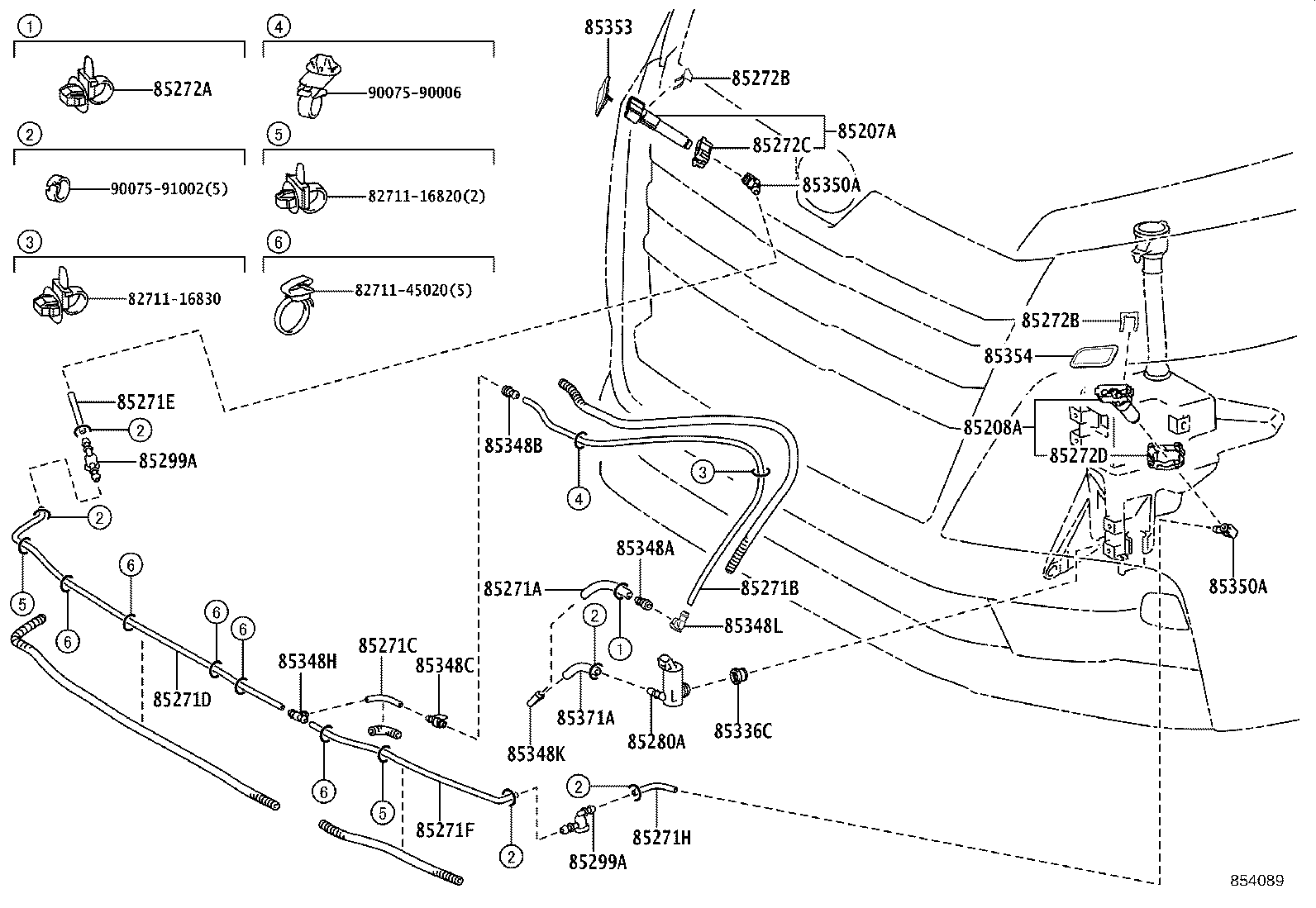 85207-26010 ACTUATOR SUB-ASSY, HEADLAMP WASHER, RH product image