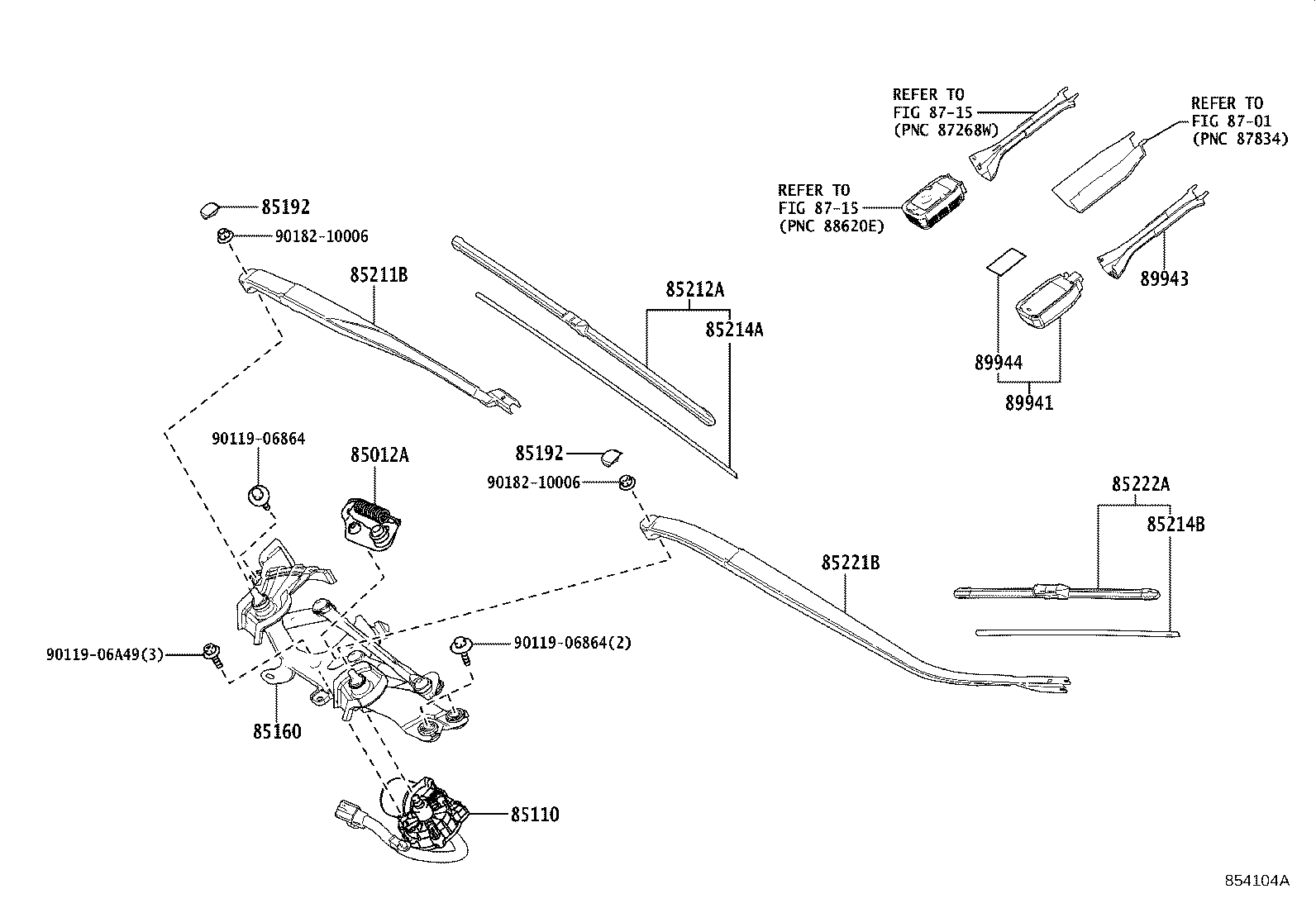 85211-58020 ARM, FRONT WIPER, RH product image