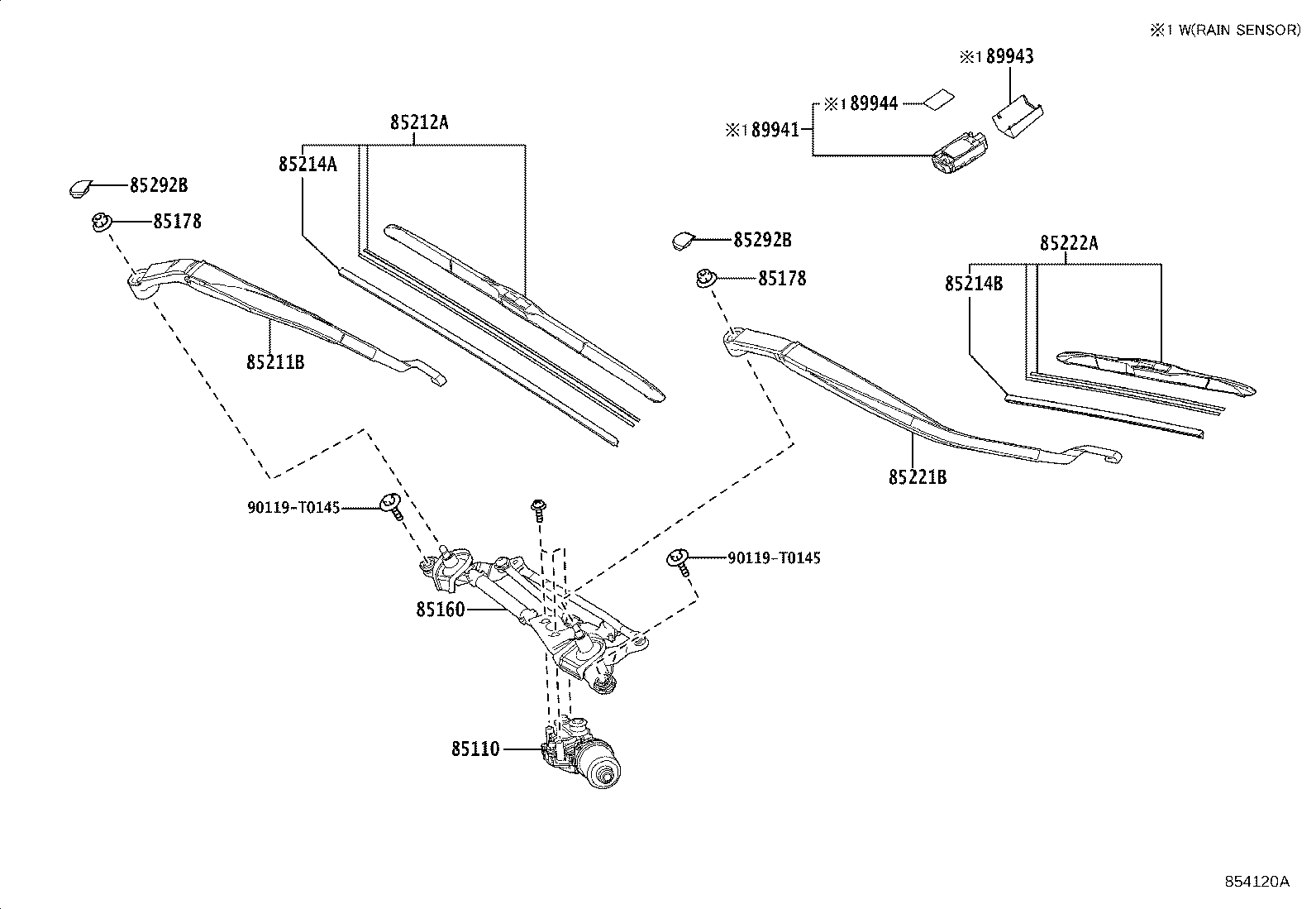 85110-02490 MOTOR ASSY, WINDSHIELD WIPER product image