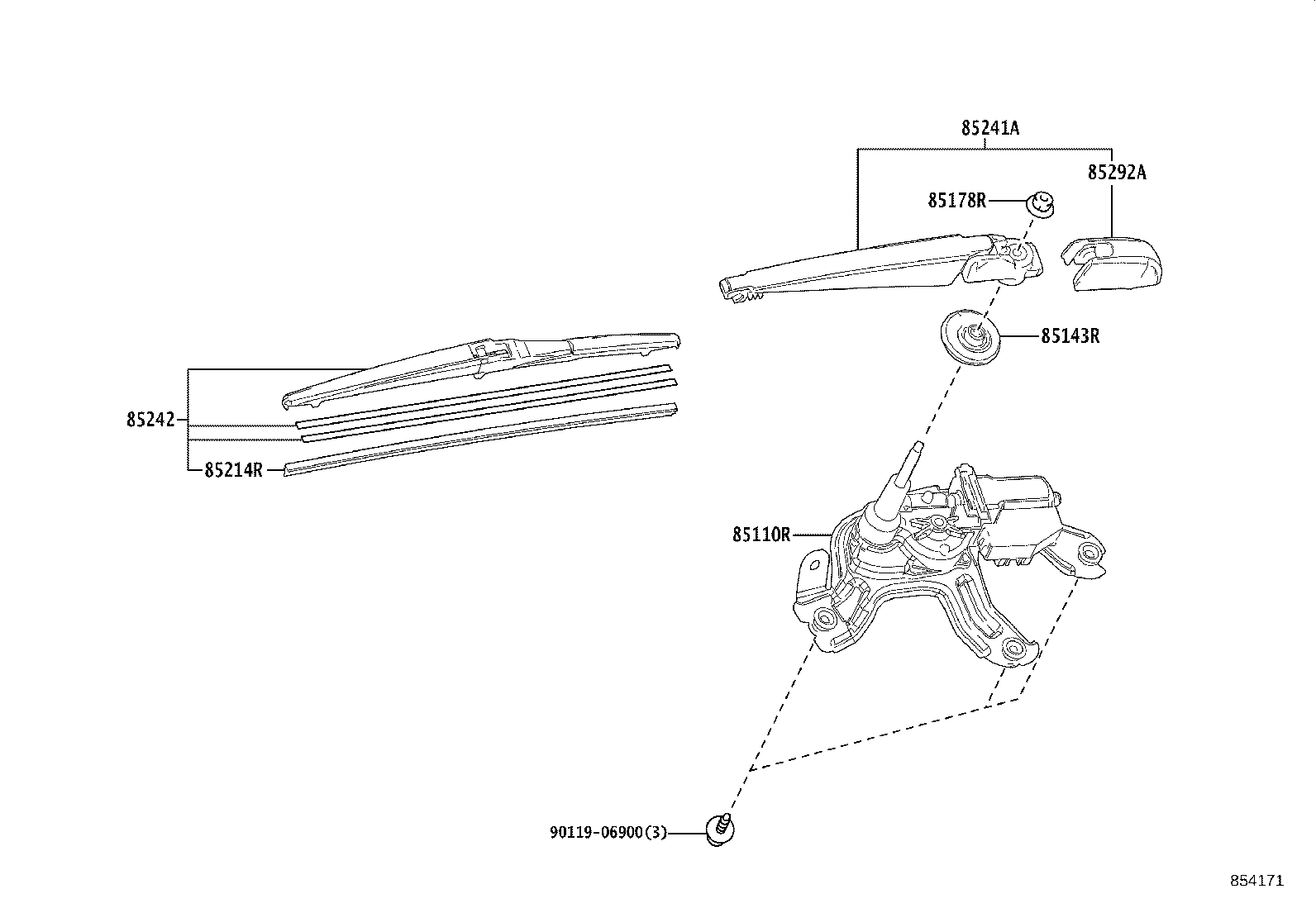 85130-12A60 MOTOR ASSY, REAR WIPER product image