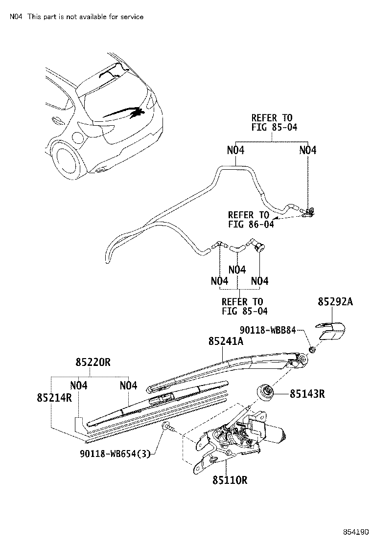 85212-WB003 BLADE ASSY, REAR WIPER product image