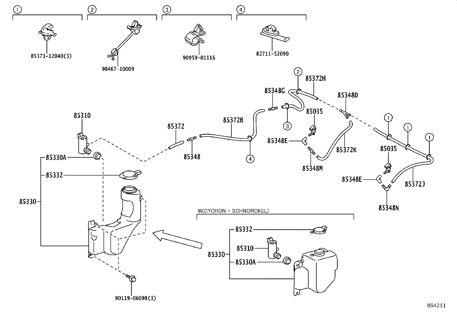 85381-60160 NOZZLE SUB-ASSY, WASHER product image