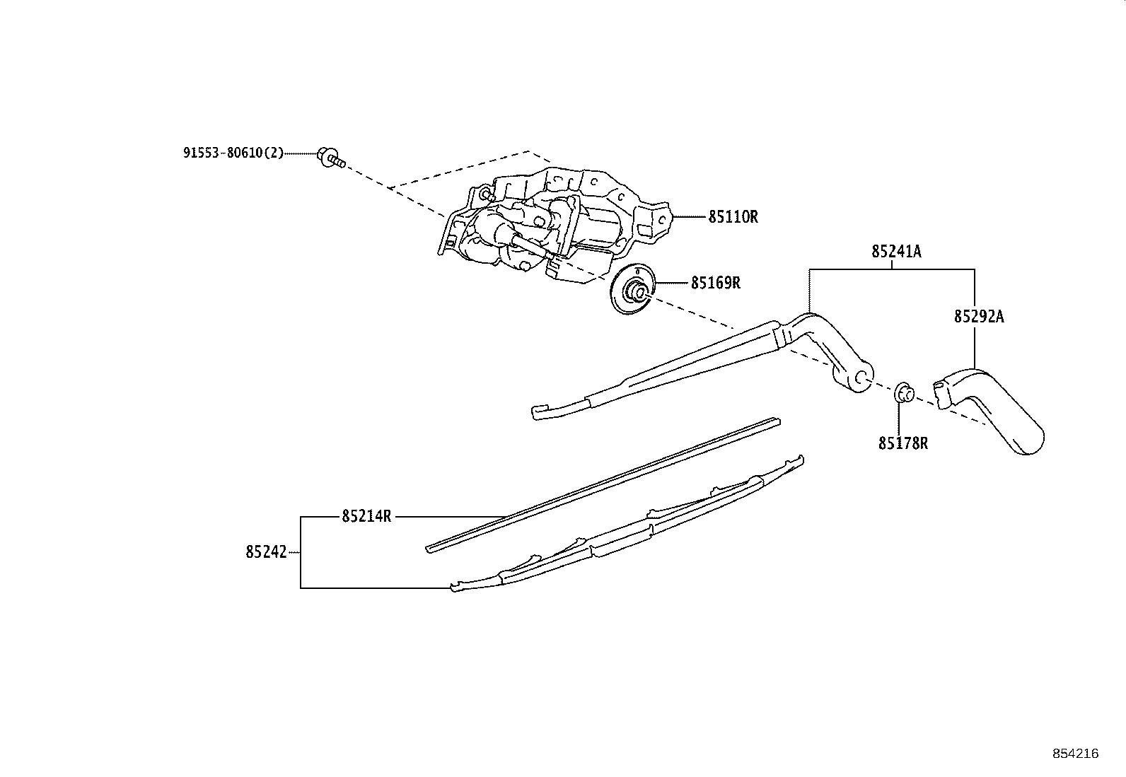 85080-26070 MOTOR ASSY, REAR WIPER product image