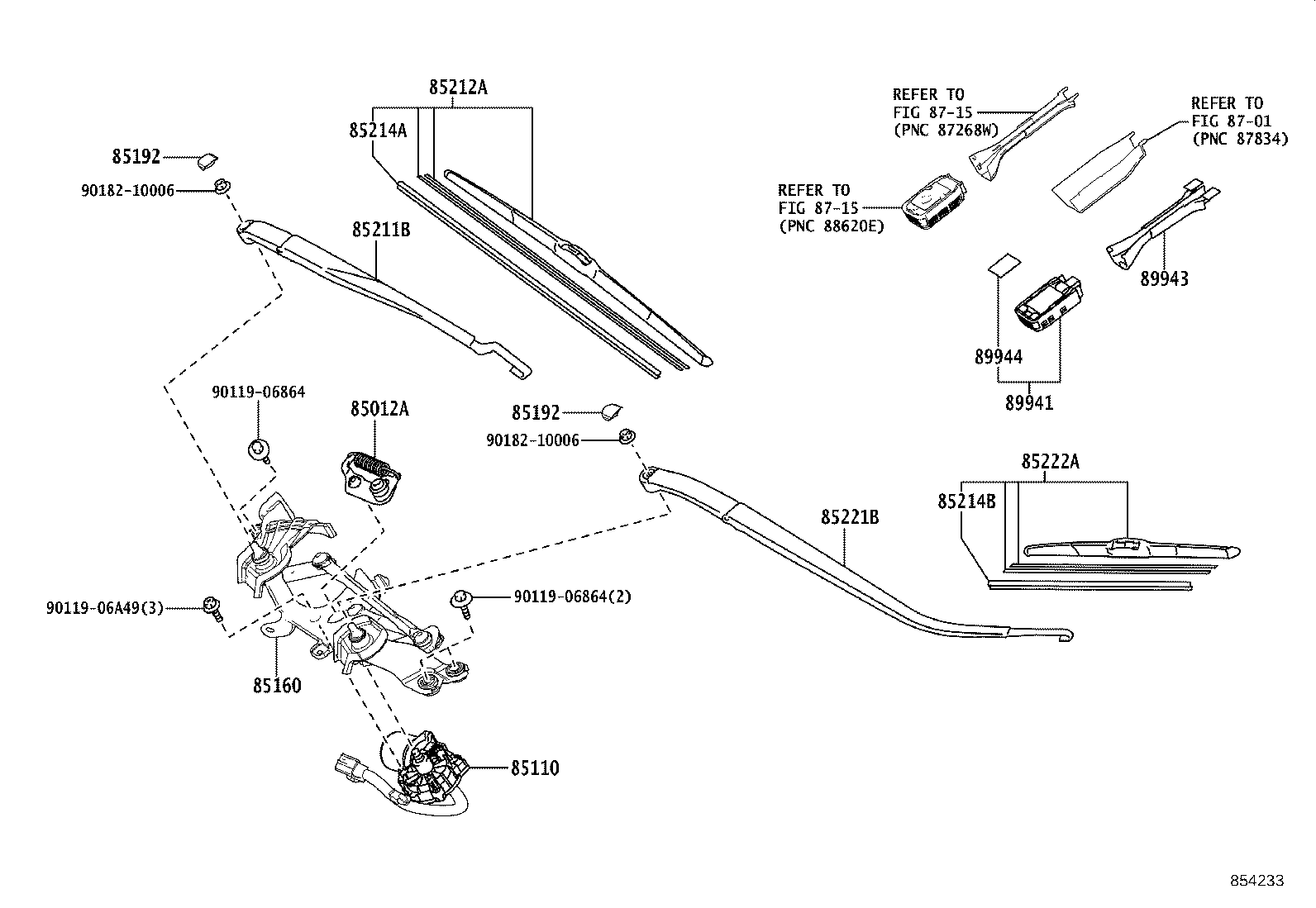 85211-58020 ARM, FRONT WIPER, RH product image