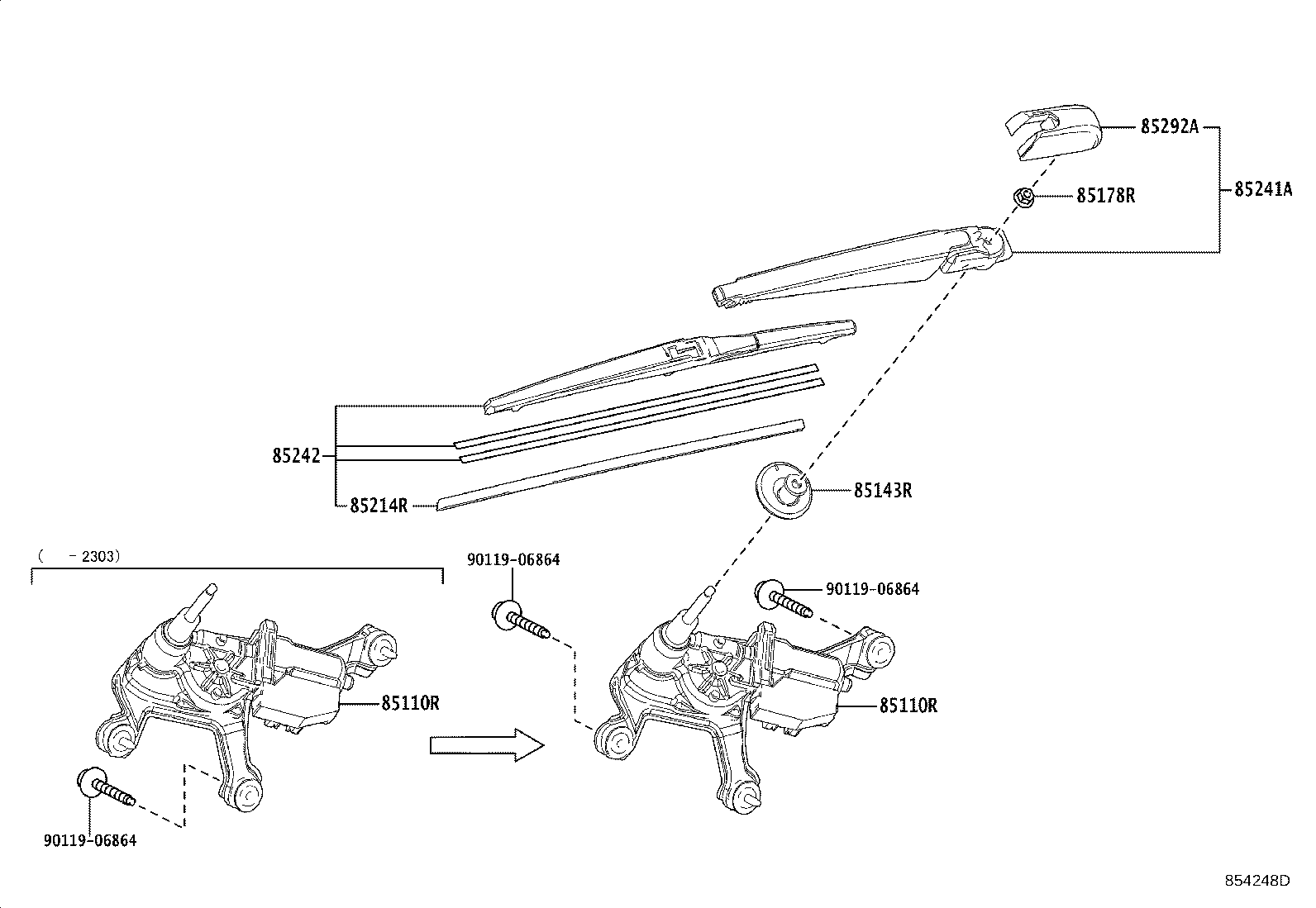 Toyota 85241-42110 ARM, REAR WIPER