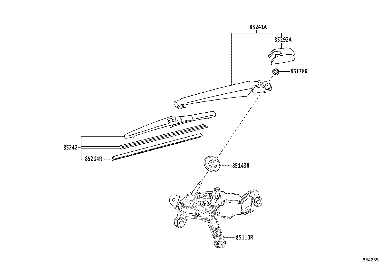85241-52220 ARM, REAR WIPER product image