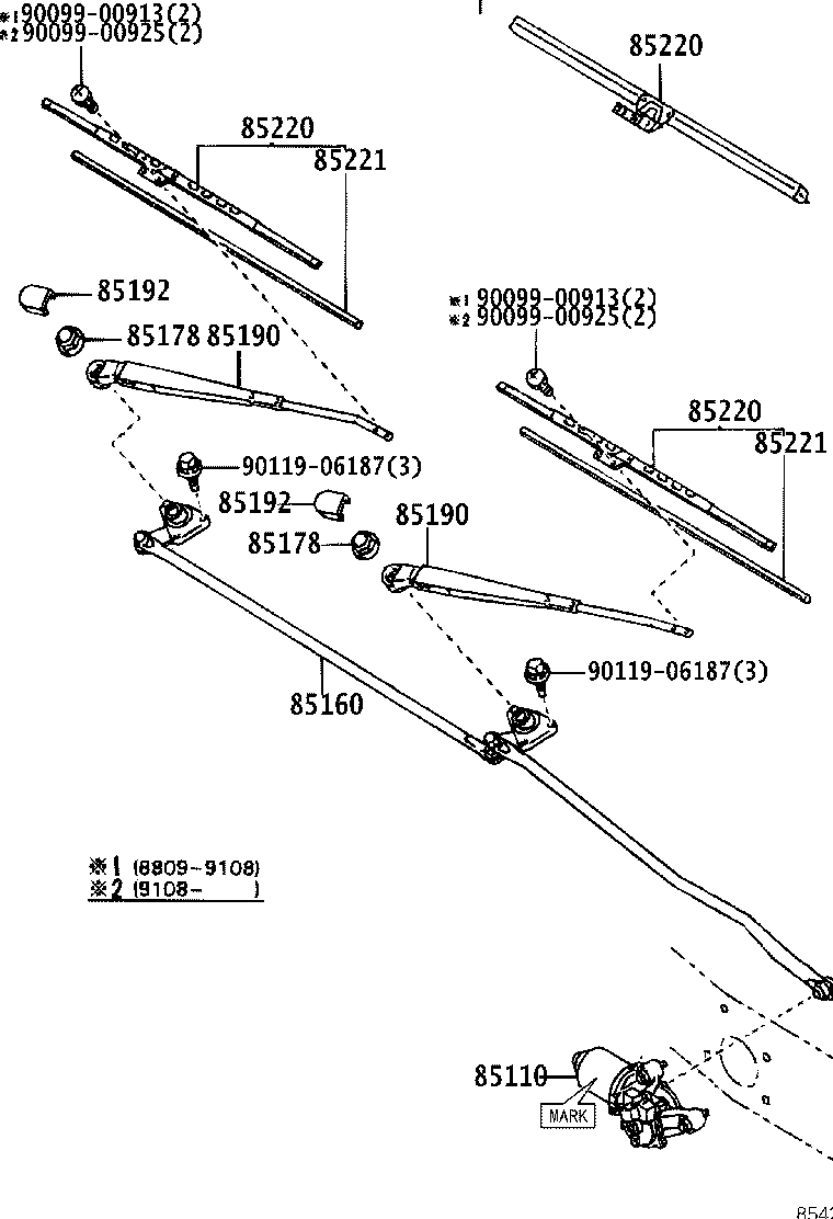 85110-35161 MOTOR ASSY, WINDSHIELD WIPER product image